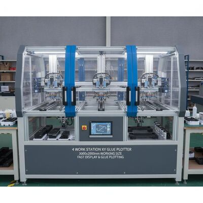 4 Stazione di lavoro XY Colla con dimensioni di lavoro di 3000x2000mm per applicazioni di colla a caldo e a freddo