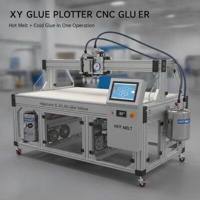 Plotter per colla XY Incolla CNC con colla a caldo e colla a freddo in un'unica operazione, volume di colla regolabile da 5 a 20 litri e dimensioni di lavoro di 1700x2500 mm